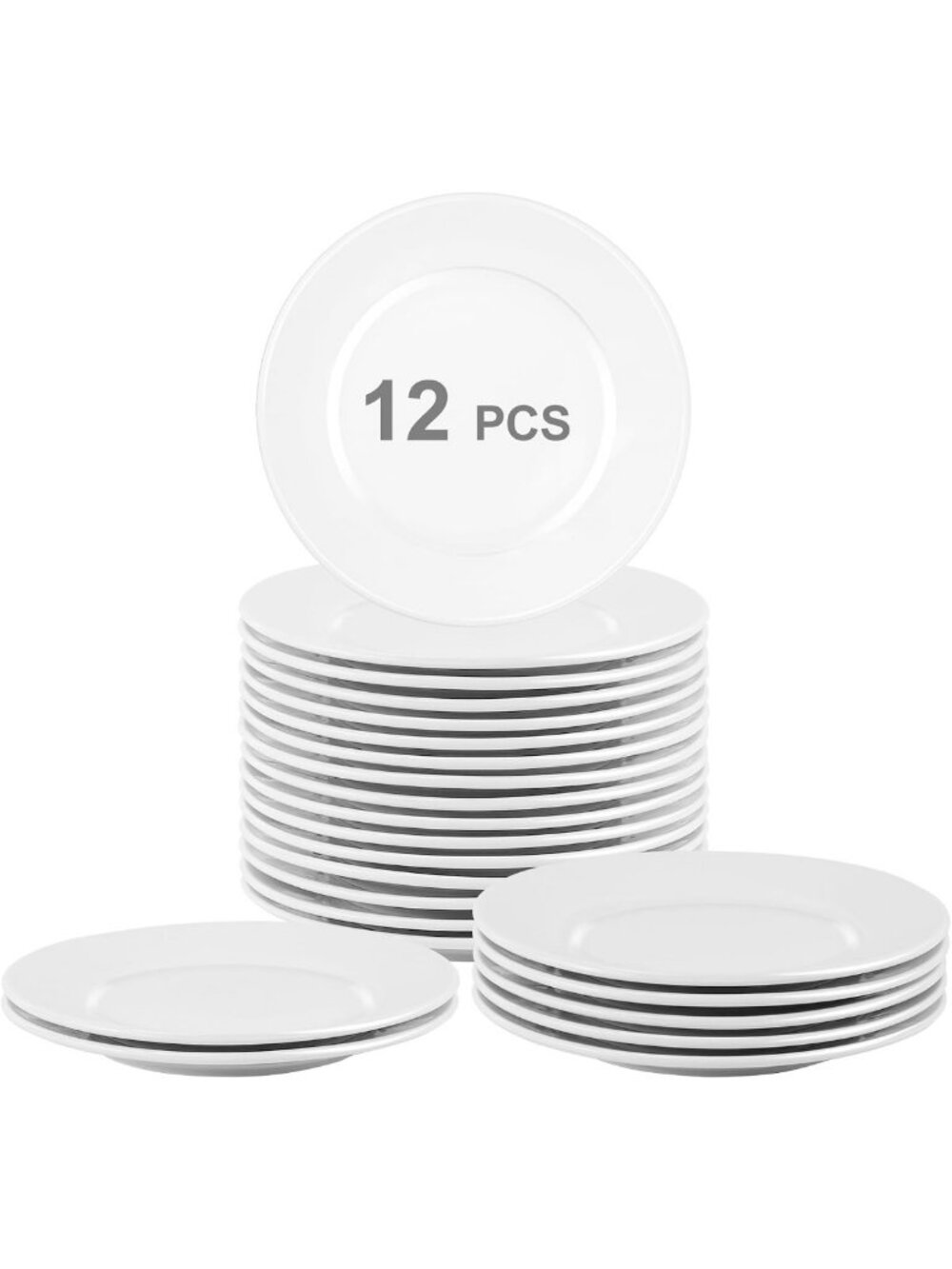 Elegant Set of 12 White 7-Inch Porcelain Dessert Plates - Perfect for